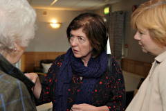 Sue Gray, Permanent Sec for the Dept of Finance, meeting guests at the Causeway Chamber's President's Business Lunch at the Royal Court Hotel.    03 Presidents Lunch