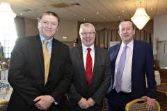 From Danske Bank Chris McSwiggan and Roger Hamilton with Roger Dallas of Irwin Donaghey Stockman  at the Causeway Chamber's President's Business Lunch.   08 Presidents Lunch