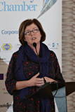Sue Gray, Permanent Sec for the Dept of Finance speaking at the Causeway Chamber's President's Business Lunch at the Royal Court Hotel. 47 Presidents Lunch