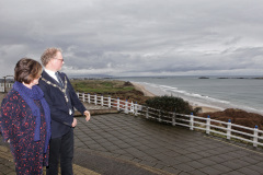 President Murray Bell with Sue Gray, Permanent Sec for the Dept of Finance at the Causeway Chamber's President's Business Lunch at the Royal Court Hotel. 67 Presidents Lunch