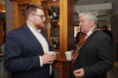 John Walker of Vend Digital chatting with Causeway Coast and Glens Council Mayor Cllr Ivor Wallace at the official opening of the Riverside Hotel Coleraine.      08 Riverside Hotel Coleraine