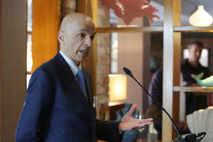 Rajesh Rana Director of Andras House Hotel Group welcoming guests to the official opening of the Riverside Hotel Coleraine. 26 Riverside Hotel Coleraine