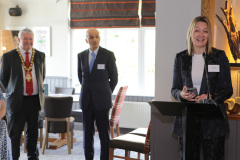 Karen Yates CEO Causeway Chamber of Commerce addressing the guests at the official opening of the Riverside Hotel Coleraine.     30 Riverside Hotel Coleraine