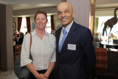 Fiona Bryant of White River Charters with Rajesh Rana Director of the Andras House Hotel Group at the official opening of the Riverside Hotel Coleraine.         35 Riverside Hotel Coleraine