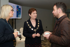 Causeway Chamber of Commerce President Anne Marie McGoldrick with Karen Whyte of Roadside Garages and Lexy Halliday of Halliday's of Bushmills attending the Causeway Chamber of Commerce's conference on Skills, Scaling and Social Values held at the Marine Hotel In Ballycastle.