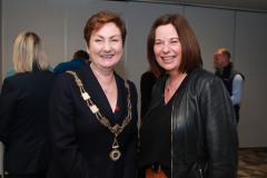 Causeway Chamber of Commerce President Anne Marie McGoldrick with Jayne Taggart CEO of Enterprise Causeway at the Causeway Chamber of Commerce's  conference on Skills, Scaling and Social Values held at the Marine Hotel In Ballycastle.