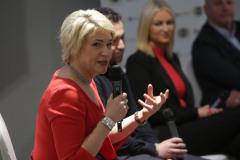 Claire Hunter of the Marine Hotel Ballycastle speaking at the Causeway Chamber of Commerce's conference on Skills, Scaling and Social Values held at the Marine Hotel In Ballycastle.